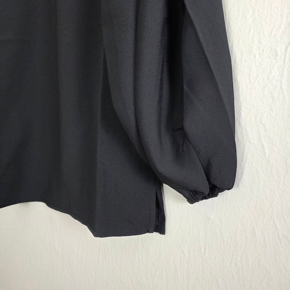 J. Crew Black Puff Sleeve Satin Back Crepe Blouse Top Size XXS Petite XXSP NWT - Picture 3 of 8